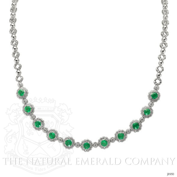2.80 Ct. Emerald Natural Diamond Necklace, 18K White Gold