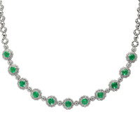 2.80 Ct. Emerald and Diamond Necklace, 18K White Gold Image