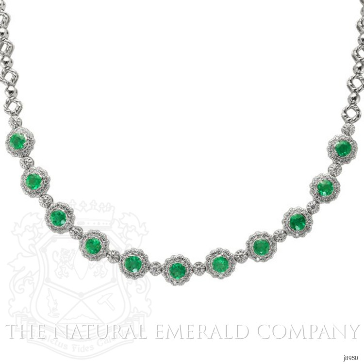 2.80 Ct. Emerald Natural Diamond Necklace, 18K White Gold