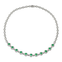 2.80 Ct. Emerald and Diamond Necklace, 18K White Gold Image