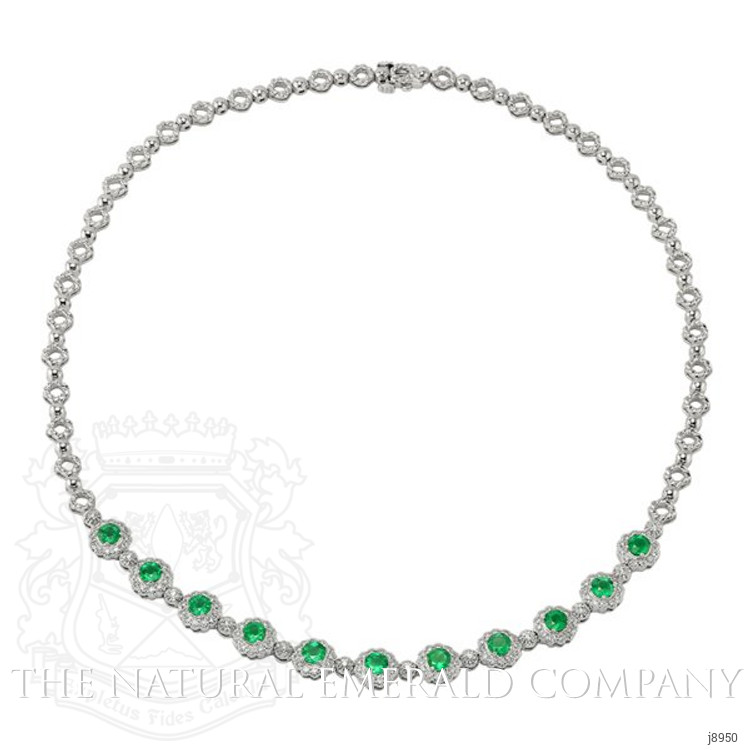 2.80 Ct. Emerald Natural Diamond Necklace, 18K White Gold