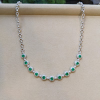 2.80 Ct. Emerald Natural Diamond Necklace, 18K White Gold Life Style