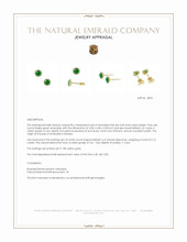 0.40 Ct.Tw.Total Carat Weight Emerald and Natural Diamond Studs Earrings, 18K Yellow Gold Appraisal