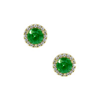 0.40&nbsp;Ct.Tw.Total Carat Weight Emerald and Natural Diamond Studs Earrings, 18K Yellow Gold Video