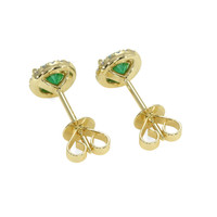 0.40&nbsp;Ct.Tw.Total Carat Weight Emerald and Natural Diamond Studs Earrings, 18K Yellow Gold Image
