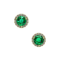 0.40 Ct.Tw. Emerald Natural Diamond Pave Earrings, 18K Yellow Gold Video