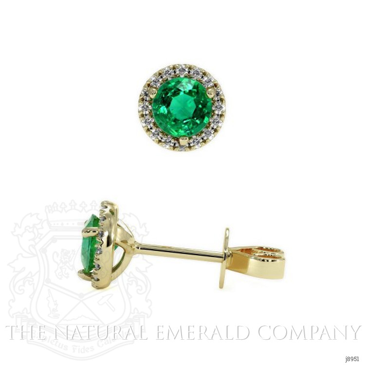 0.40 Ct.Tw. Emerald Natural Diamond Pave Earrings, 18K Yellow Gold