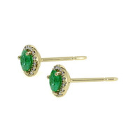 0.40 Ct.Tw. Emerald Natural Diamond Pave Earrings, 18K Yellow Gold Image