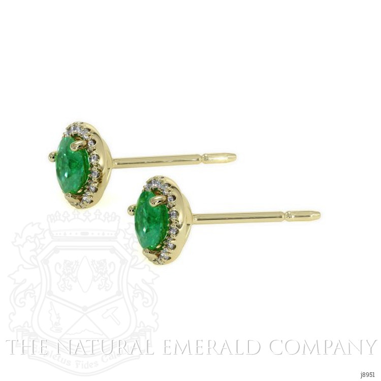 0.40 Ct.Tw. Emerald Natural Diamond Pave Earrings, 18K Yellow Gold
