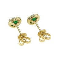 0.40 Ct.Tw. Emerald Natural Diamond Pave Earrings, 18K Yellow Gold Image