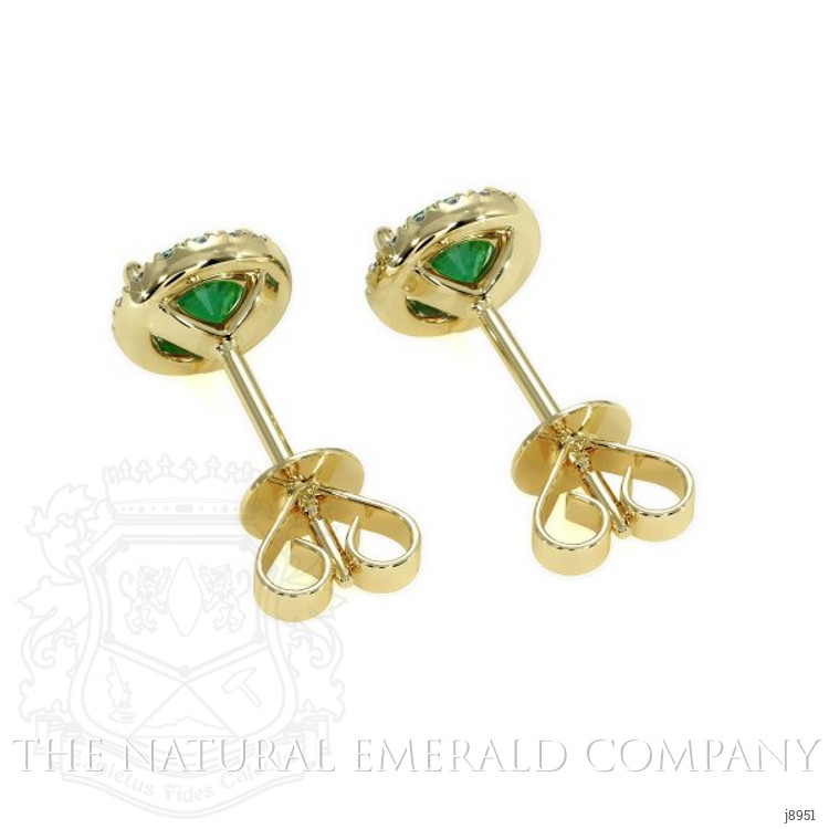 0.40 Ct.Tw. Emerald Natural Diamond Pave Earrings, 18K Yellow Gold