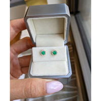 0.40&nbsp;Ct.Tw.Total Carat Weight Emerald and Natural Diamond Studs Earrings, 18K Yellow Gold Life Style