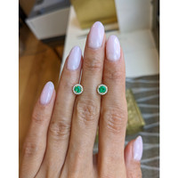 0.40&nbsp;Ct.Tw.Total Carat Weight Emerald and Natural Diamond Studs Earrings, 18K Yellow Gold Life Style