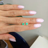 0.40 Ct.Tw.Total Carat Weight Emerald and Natural Diamond Studs Earrings, 18K Yellow Gold Life Style