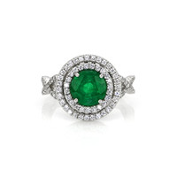 1.85 Ct. Emerald Natural Diamond Pave Ring, 18K White Gold Video