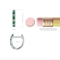 0.17 Ct.Tw. Emerald Natural Diamond Hoops Earrings, 14K White Gold Image