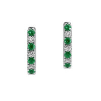 0.17 Ct.Tw. Emerald Natural Diamond Hoops Earrings, 14K White Gold Video