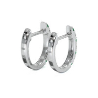 0.17 Ct.Tw. Emerald Natural Diamond Hoops Earrings, 14K White Gold Image