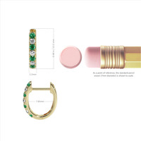 0.19 Ct.Tw. Emerald Natural Diamond Hoops Earrings, 14K Yellow Gold Image
