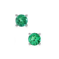 0.46 Ct.Tw. Emerald Studs Earrings, 14K White Gold Video