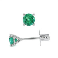 0.46 Ct.Tw. Emerald Studs Earrings, 14K White Gold Image