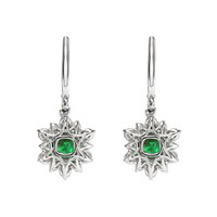 3.36 Ct.Tw.Total Carat Weight Emerald Natural Diamond Earrings, 18K White Gold Image