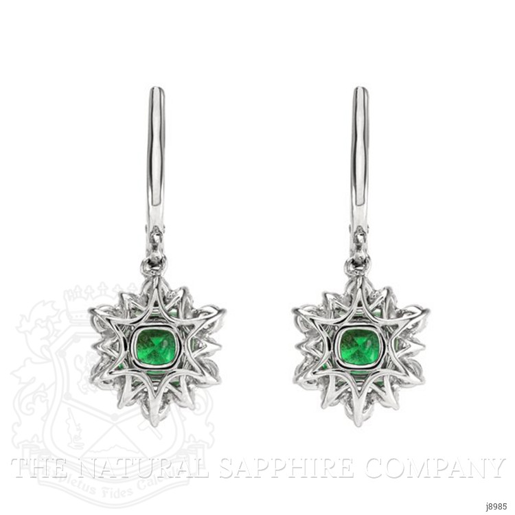 3.36 Ct.Tw. Emerald Natural Diamond Earrings, 18K White Gold