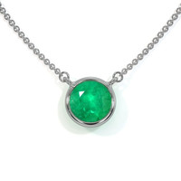 0.30 Ct. Emerald Solitaire Necklace, 14K White Gold Video