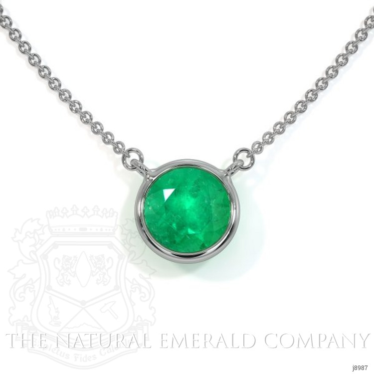 0.30 Ct. Emerald Solitaire Necklace, 14K White Gold