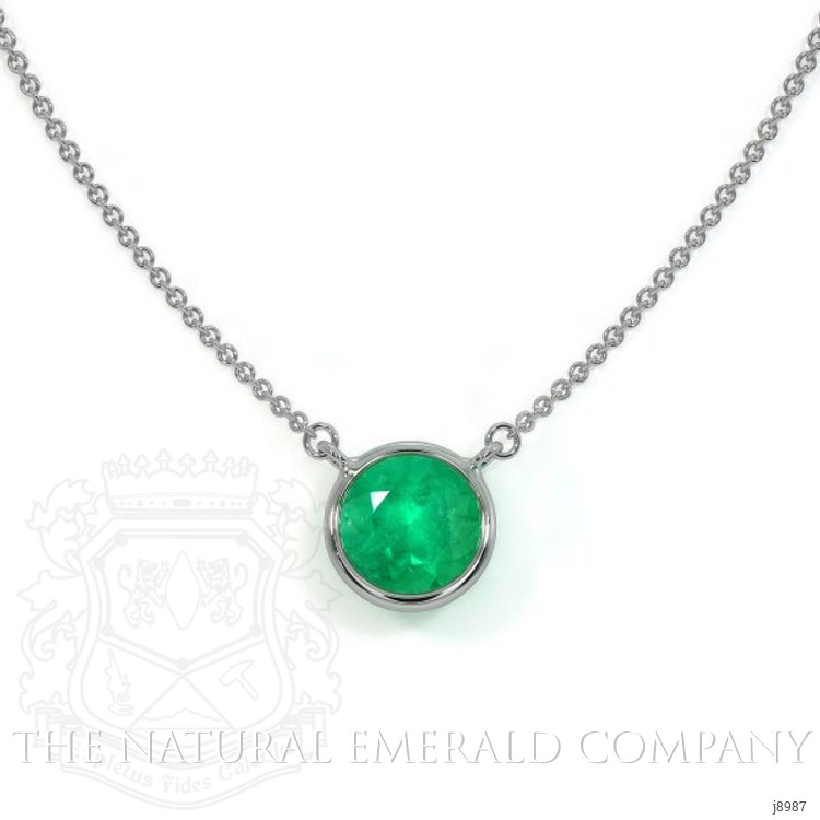 0.30 Ct. Emerald Solitaire Necklace, 14K White Gold