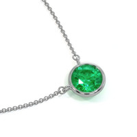 0.30 Ct. Emerald Solitaire Necklace, 14K White Gold Image