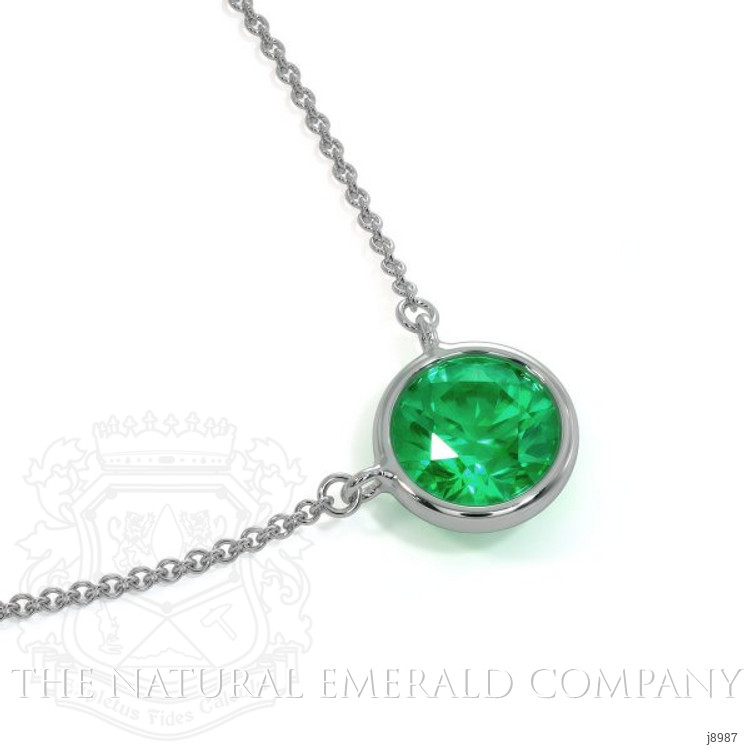 0.30 Ct. Emerald Solitaire Necklace, 14K White Gold