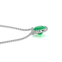 0.30 Ct. Emerald Solitaire Necklace, 14K White Gold Image