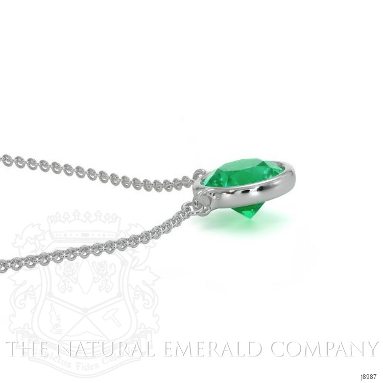 0.30 Ct. Emerald Solitaire Necklace, 14K White Gold