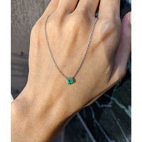 0.30 Ct. Emerald Solitaire Necklace, 14K White Gold Life Style