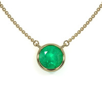 0.30 Ct. Emerald Solitaire Necklace, 14K Yellow Gold Video