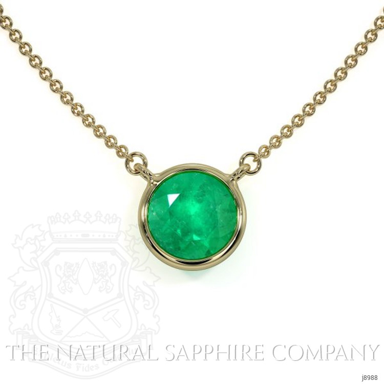 0.30 Ct. Emerald Solitaire Necklace, 14K Yellow Gold