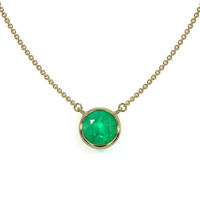 0.30 Ct. Emerald Solitaire Necklace, 14K Yellow Gold Image