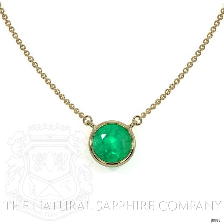 0.30 Ct. Emerald Solitaire Necklace, 14K Yellow Gold
