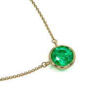 0.30 Ct. Emerald Solitaire Necklace, 14K Yellow Gold Image