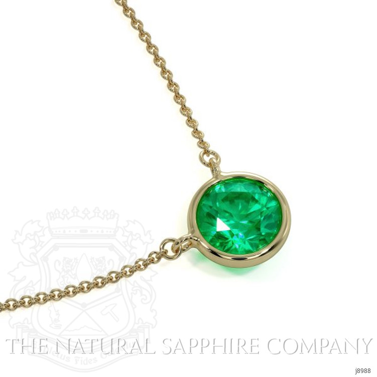 0.30 Ct. Emerald Solitaire Necklace, 14K Yellow Gold