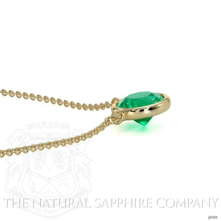 0.30 Ct. Emerald Solitaire Necklace, 14K Yellow Gold