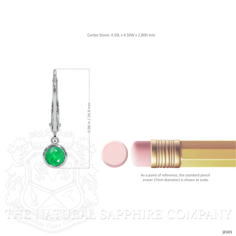 0.60 Ct.Tw. Emerald Drops Earrings, 14K White Gold