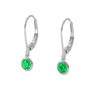 0.60 Ct.Tw. Emerald Drops Earrings, 14K White Gold Image