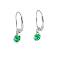 0.60 Ct.Tw. Emerald Drops Earrings, 14K White Gold Image