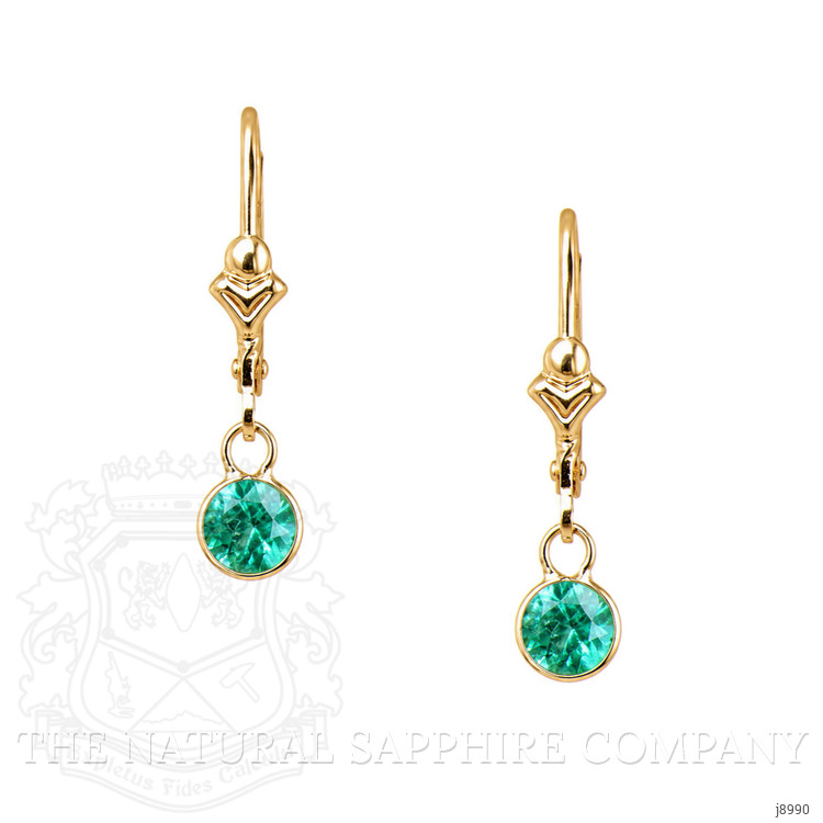 0.60 Ct.Tw. Emerald Bezel Earrings, 14K Yellow Gold