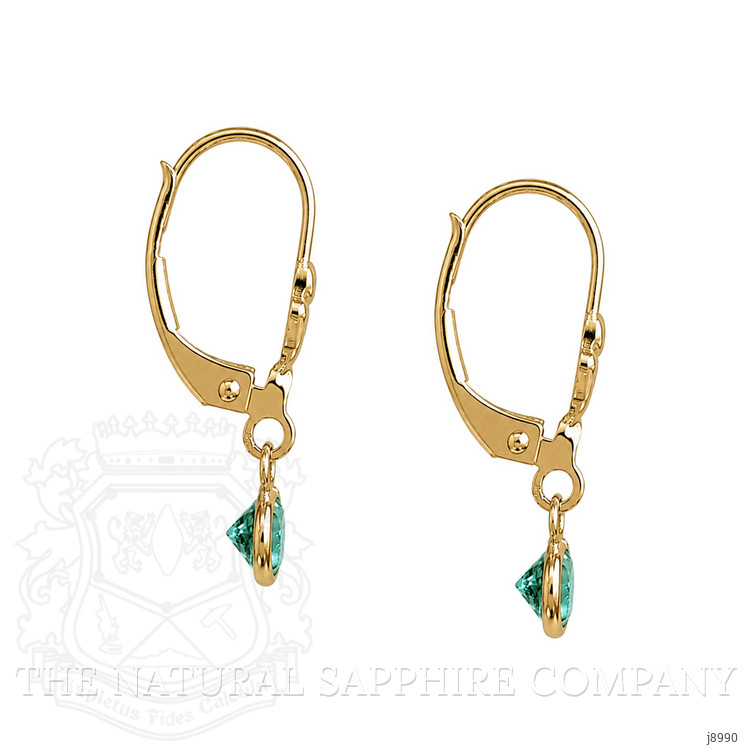 0.60 Ct.Tw. Emerald Bezel Earrings, 14K Yellow Gold