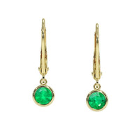 0.60 Ct.Tw. Emerald Drops Earrings, 14K Yellow Gold Video