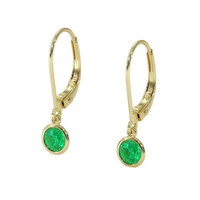 0.60 Ct.Tw. Emerald Drops Earrings, 14K Yellow Gold Image