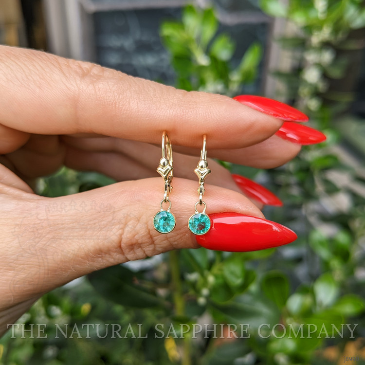 0.60 Ct.Tw. Emerald Bezel Earrings, 14K Yellow Gold